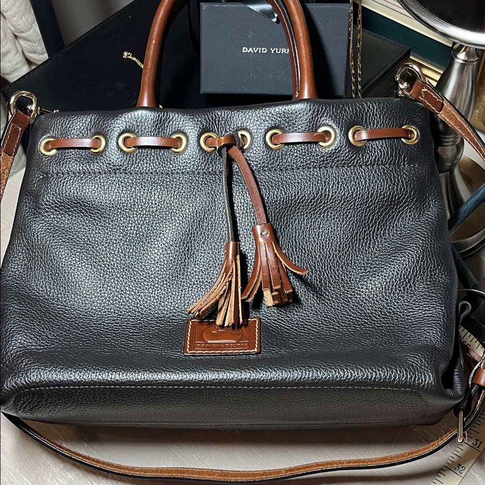 Dooney & Bourke brown and tan leather satchel
